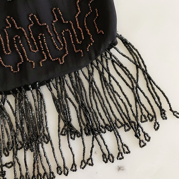 Burning Torch Black Beaded Fringed Formal Dress - Picture 13 of 16